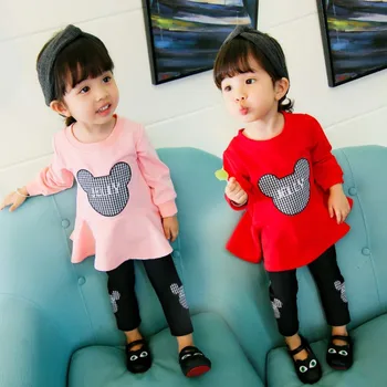 

Anlencool girls cartoon suit 2020 spring and autumn new Korean version of baby long-sleeved T-shirt + pants Minnie two-piece set
