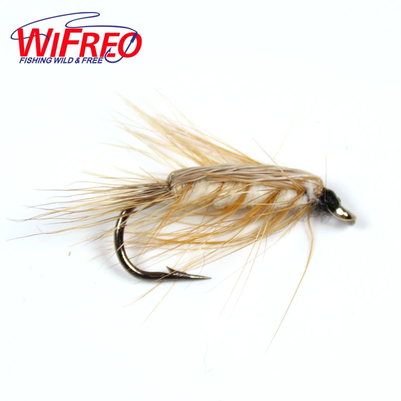 Wifreo 10 шт. #6 белый корпус летней одежды из червь коричневый Caddis Нимфа Fly волосы