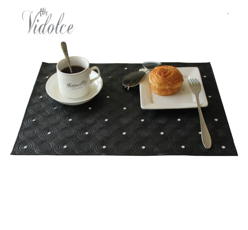 

2 pcs Placemats Vinyl PVC Placemat Table Mats Non slip Heat Resistant Kitchen Derection Placemat Bowl Cup Pad