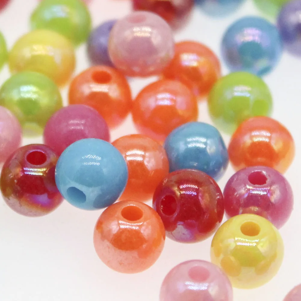 

CHONGAI 100Pcs Mixed AB Color Round Acrylic Spacer Beads 8mm