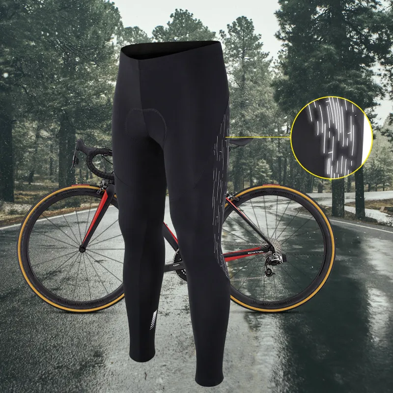 

SANTIC Cycling Bicycle Pants For Men Fleece Soft 4D Cushion Pad Reflective Outdoor Sports Warm Trousers Mtb Road Bike Long Pants