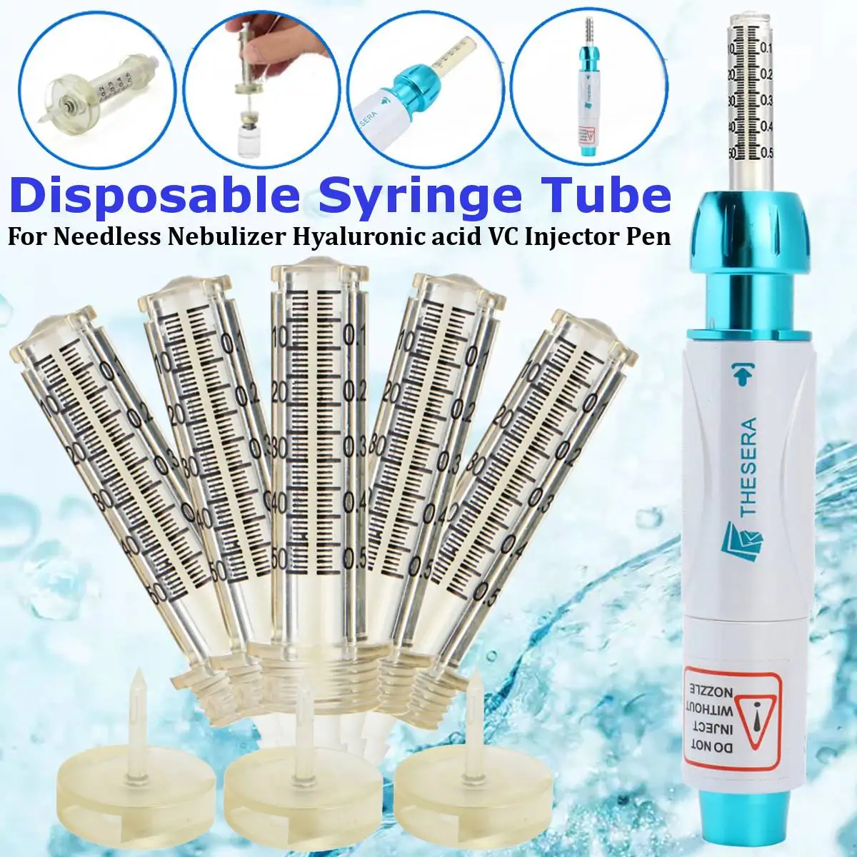 

0.5ml Disposable Syringe Tube For Needless Nebulizer Hyaluronic Acid VC Injector Pen New