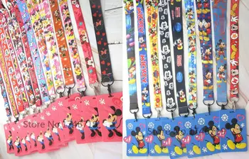 

New 10 pcs Soft Silicone cartoon mickey minnie Sign Card ID Holder With Hanging String Keychain TT-12