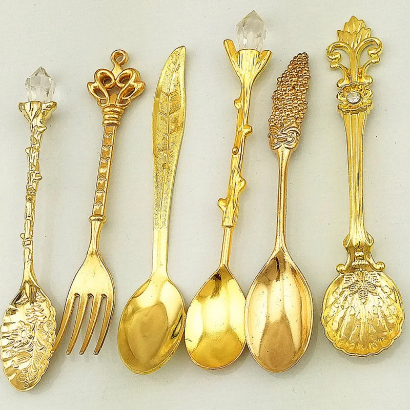 6pcs Coffee Retro Teaspoon Unique Tea Coffee Drink Condiment Spoon