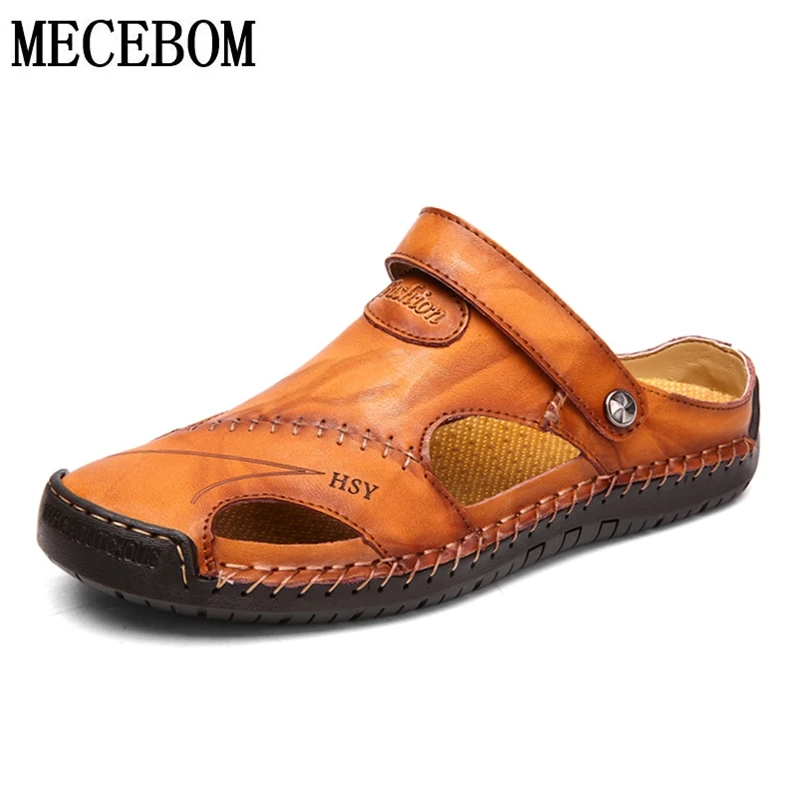 صيف جديد الرجال الصنادل زائد حجم 48 الرجال انقسام الجلود حذاء كاجوال الانزلاق على نعال شاطئ الرجال القيادة الصنادل 898 m
