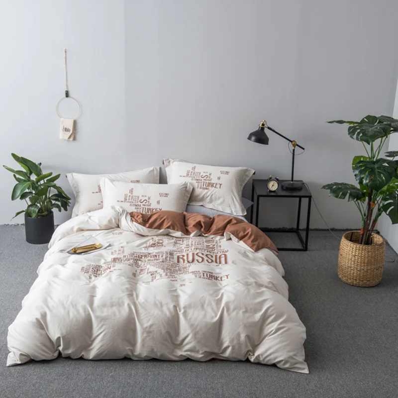 2018 Russian Words Printed Bedding Set Queen Comforter Sets Duvet