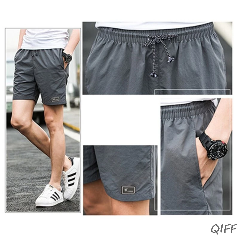

Mens Plus Size Elastic Drawstring Waist Cargo Shorts Thin Quick Dry Summer Casual Solid Color Beach Pants With Pockets M-5XL
