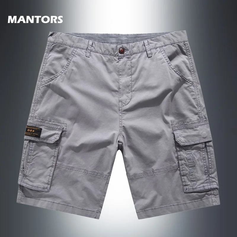 Летние новые мужские шорты Карго, однотонные хлопковые повседневные шорты с карманом, уличные мужские свободные спортивные штаны, Короткие штаны большого размера