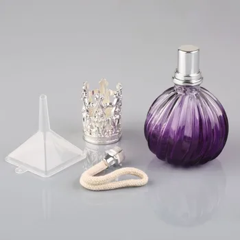 

100ml Wicker Basket Purple Cyrstal Glass Fragrance Essential Oil Diffuser Perfume Bottle Kit Pineapple Shape