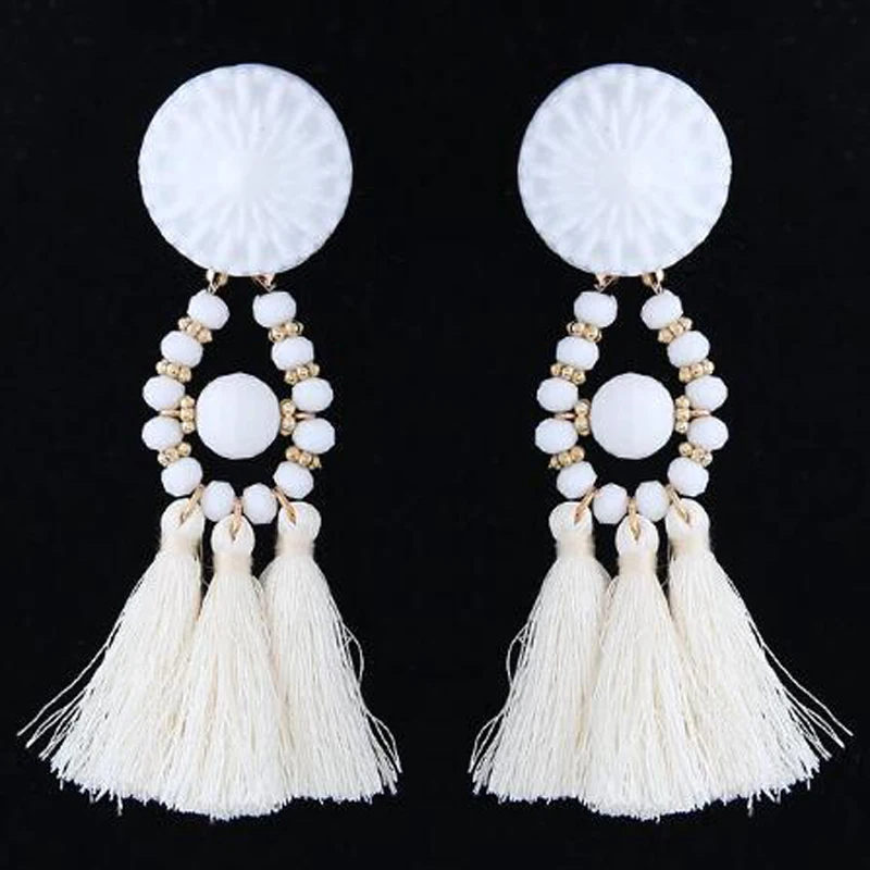 

Ethnic Crystal Tassel Earrings Dangle Bohemian Earrings for Women Coin Boho Fringe Drop Earrings Stones Vintage Jewelry Brincos