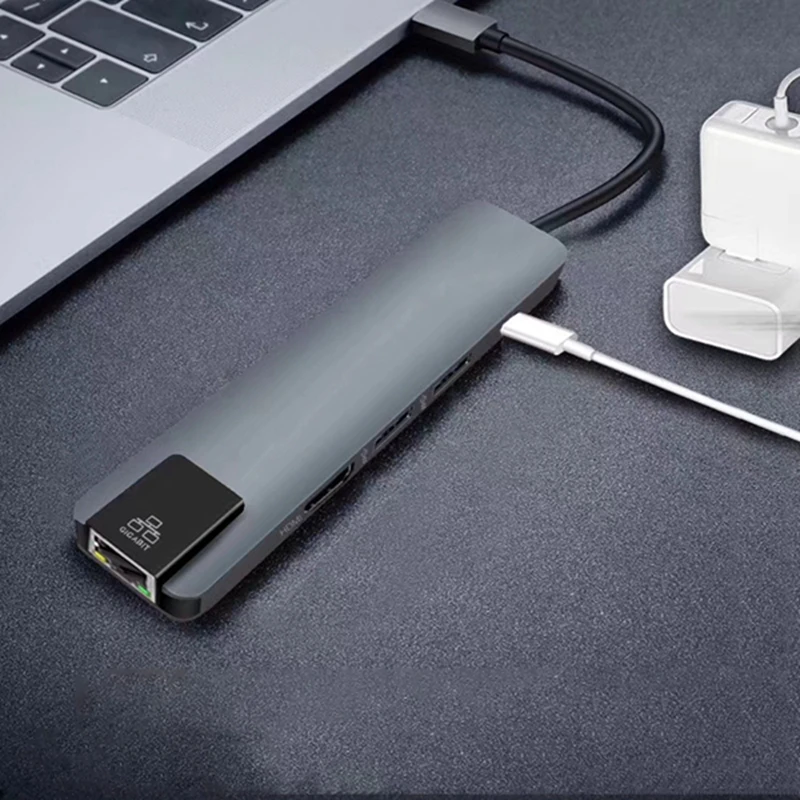 5 в 1 Тип usb C концентратор Hdmi 4 K USB C концентратор к Gigabit Ethernet Rj45 сетевой адаптер для Macbook Pro Thunderbolt 3 USB-C Зарядное устройство Порты и разъёмы