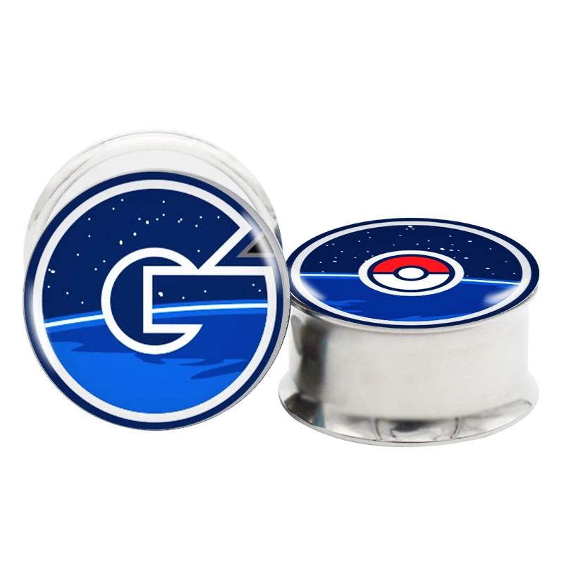 2pcs/Lot 316L Stainless Steel Pokemon Go Ear Gauge Plugs And Tunnels 2G-1'' Piercing Jewelry | Украшения и аксессуары