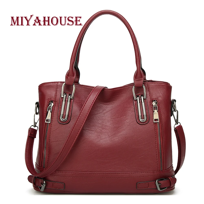 

Miyahouse PU Leather Shoulder Bag Vintage Leather Women Tote Handbag High Quality For Female Messenger Bag Lady
