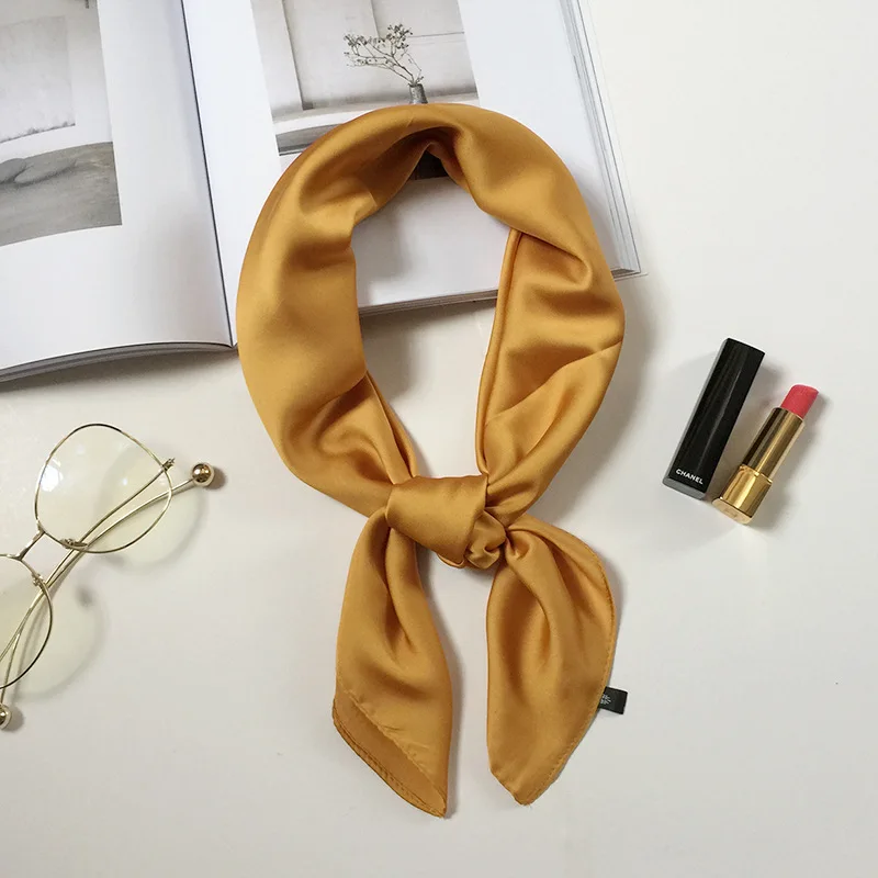 Шелковый женский шарф 70*70 см, новые модные шарфы с принтом, маленькие квадраты, головной платок, Женская шаль, весенние декоративные шарфы - Цвет: FJ178 gold
