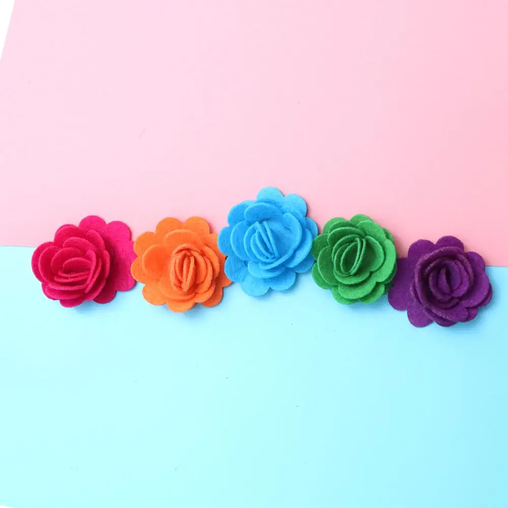 50 Pcs Simulation Felt Flower Cute Fashion Flower Appliques Exquisite Die Cut Felt Florals for Sewing DIY Crafts(Mixed Color