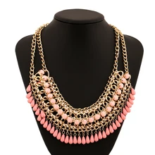 Богемное длинное ожерелье Женская Мода Романтичный акриловый Капли воды кисточка ожерелье бижутерия колье воротник массивное Макси ожерелье