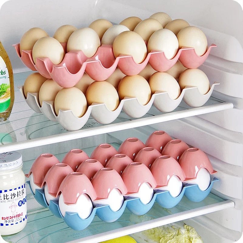 Image result for Thick Plastic Stackable 15 Egg Storage Box Refrigerator Shatterproof Egg Tray