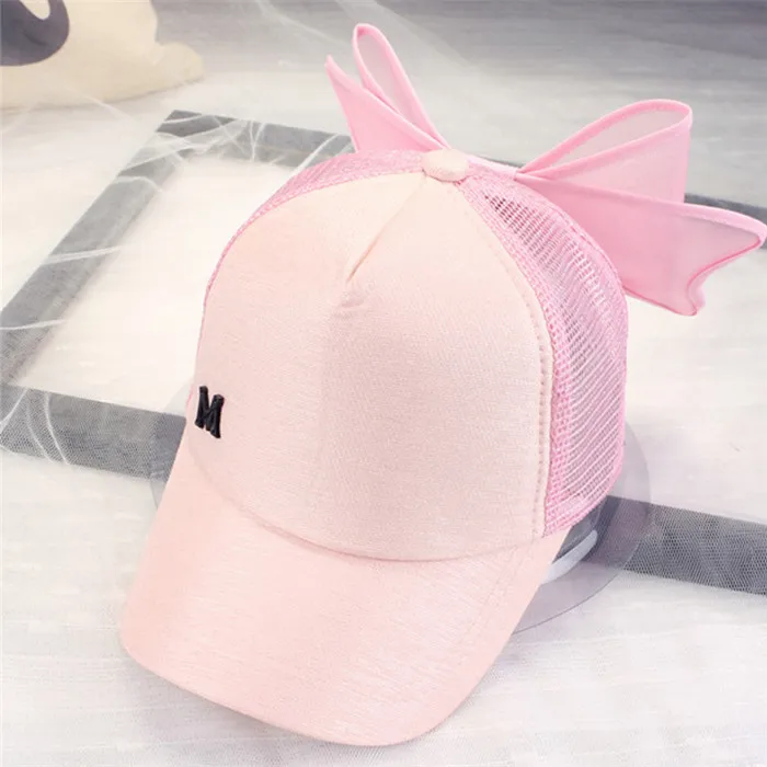 Big Bowknot Baseball Cap for Girl M mark Pink hat for Women Summer Adult Bow Caps Snapback Hip Hop Caps with a straight visor Women's Hats Baseball Caps