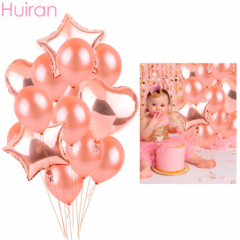 HUIRAN розовые золотые персиковые воздушные шары Love Star Heart Number фольгированные