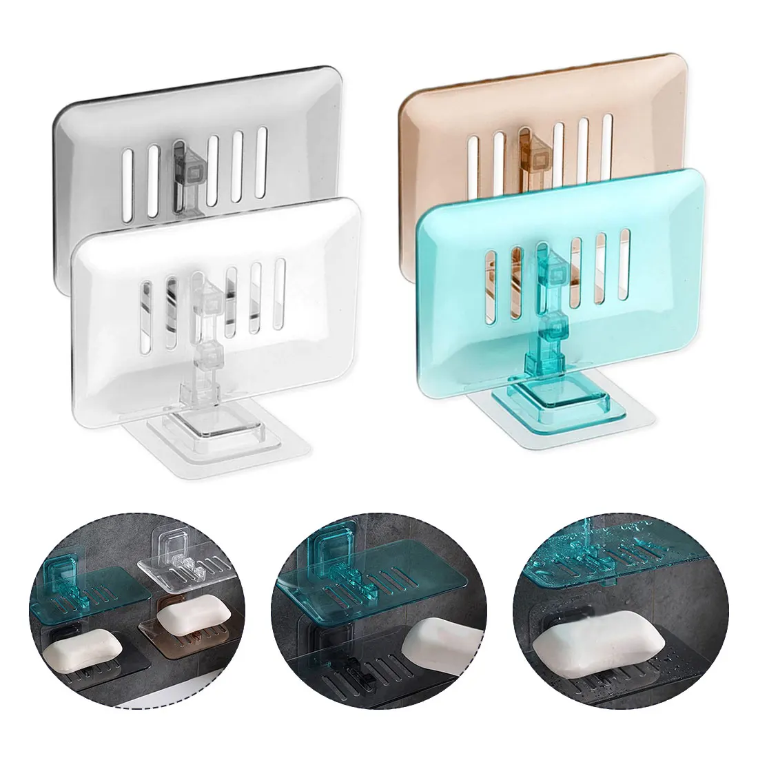 الحائط استنزاف الصابون مربع السحر لا أثر ملصقات مسمار-شحن الحمام الصابون تخزين رف صابون يدوي الصنع صينية