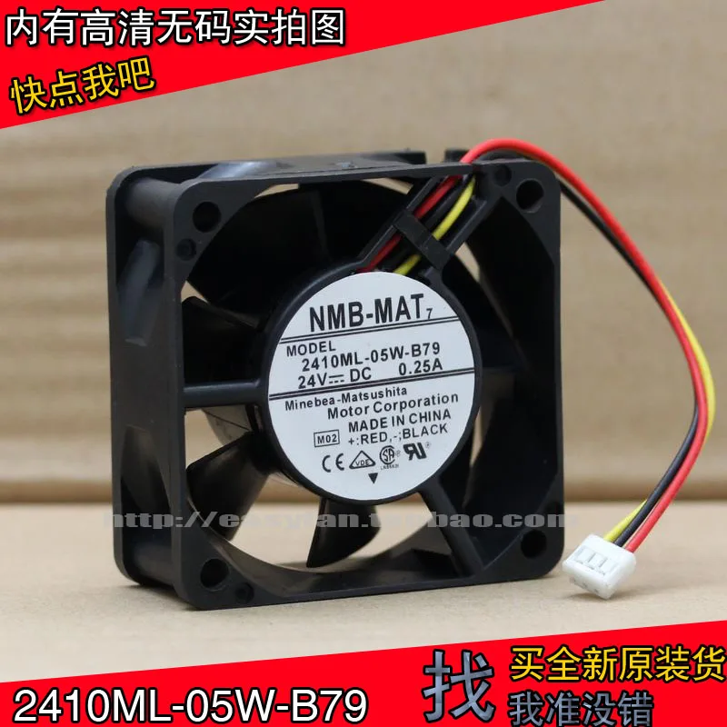 

NEW NMB-MAT Minebea 2410ML-05W-B79 6025 6CM 24V 0.25A Frequency converter cooling fan