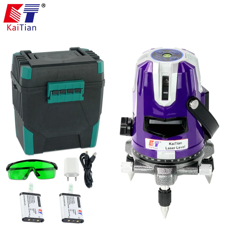 

KaiTian Laser Levels 5 Lines Professional Laser 532nm Tilt Function Vertical Horizontal EU Self leveling Cross Lazer Level Tools