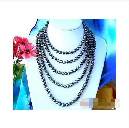 

Free shipping@@@@@ LONG 100" 9MM BLACK ROUND FW CULTURED PEARL NECKLACE