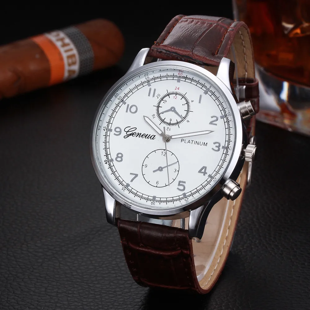 

Fashion Faux Leather Men Watch Analog Quarts Watches Men business Wristwatch 2019 Top Brand Luxury Clock relogio masculino