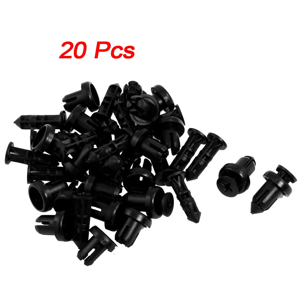 

CLOS 20 pcs 9mm Hole Push In Expanding Screw Panel Clips Plastic Rivet Black