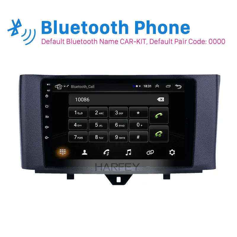 Harfey 9 inch HD Touchscreen Android 8.1 Radio GPS Navigation for Mercedes Benz Smart 2011-2015 Bluetooth with Music WIFI