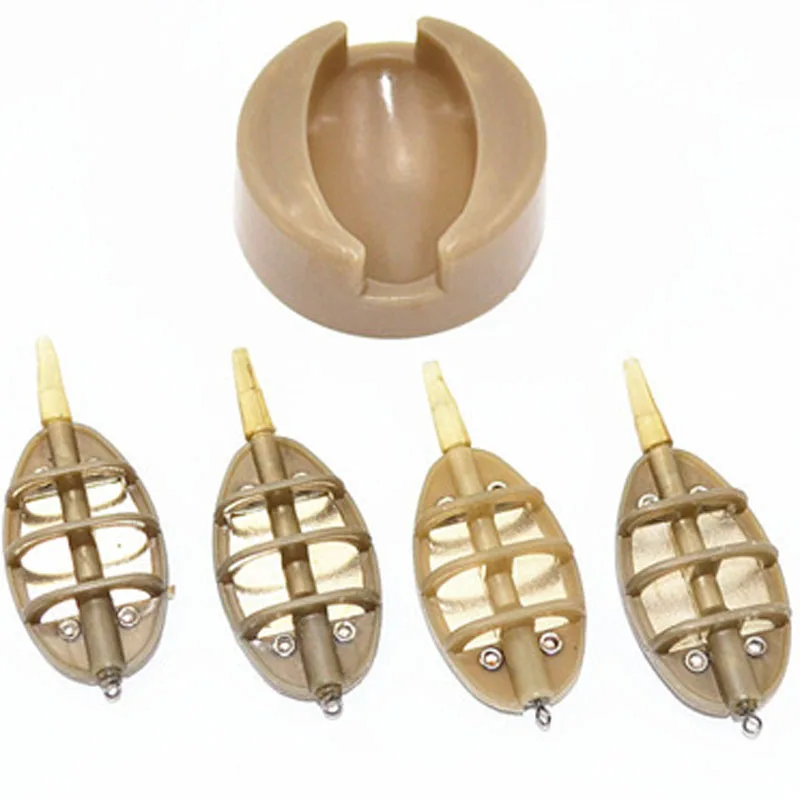 4Pcs/Set Feeder Fishing Method Flat Troughs with Mould Carp Lead Sinker Feeding Trough Pesca | Спорт и развлечения