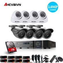 1080 P CCTV Системы 8CH AHD DVR 1080 P 2.0MP ИК защита от атмосферных воздействий видео наблюдения домашней безопасности Камера Системы 8CH DVR Kit 1 ТБ