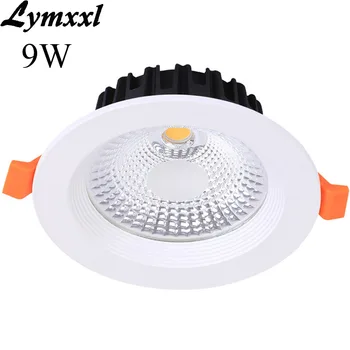 

Promotion Cob Led Downlight Dimmable 9w AC90-260V or 12V Led Recessed Spot Light CRI85 120angle White Shell Led Down light COB