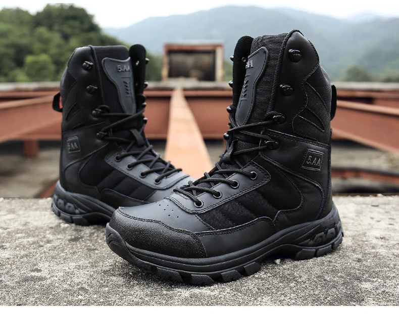 Уличные тактические армейские ботинки водонепроницаемые походные ботинки Нескользящие треккинговые ботинки для охоты в пустыне кожаные ботинки размера плюс 39-46