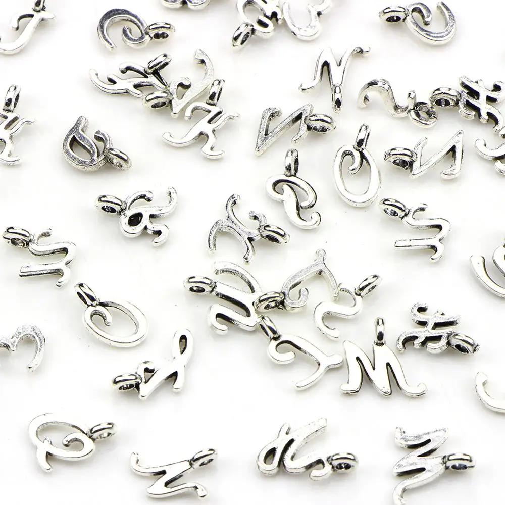 

26 English Alphabet Letter Charm 52pcs Initial Charms Pendants For Women Man DIY Necklace Bracelet Jewelry Making A-Z