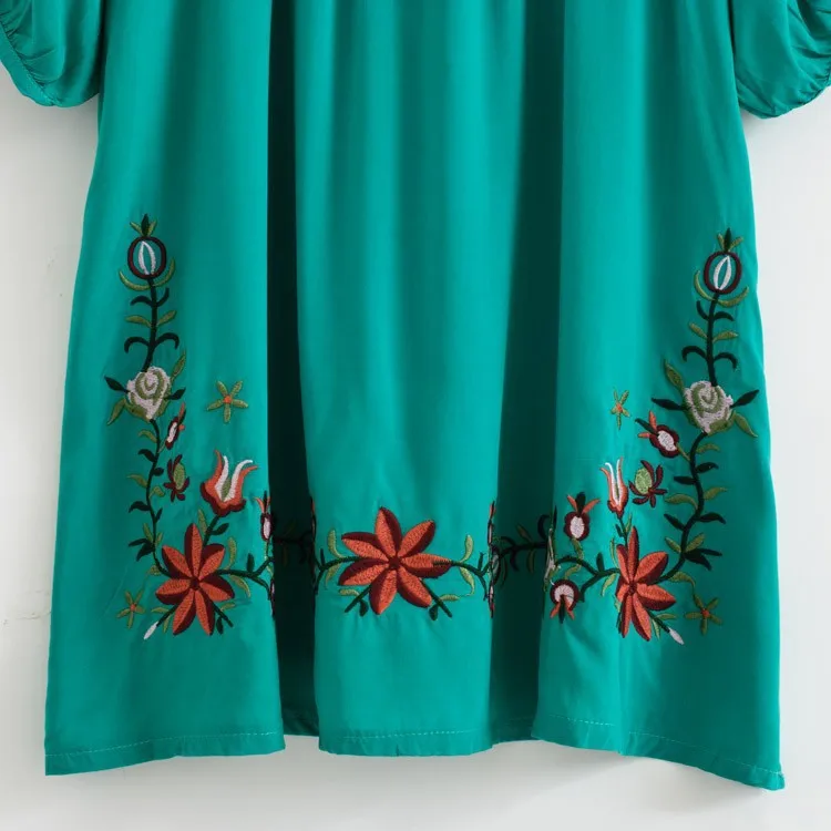 Винтаж 70s мексиканская в этническом стиле с цветочной вышивкой платья для женщин, Воно хиппи повседневные платья размера плюс, женская одежда, женская верхняя одежда, Vestidos