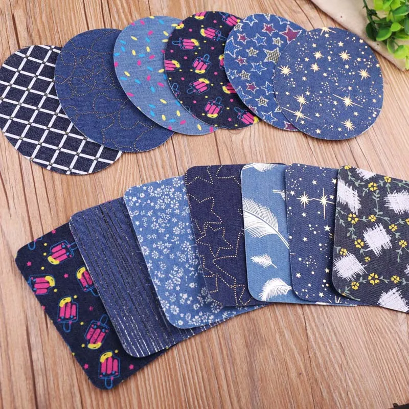 4Pcs Repair Apparel Sewing Applique Fabric Patch Knee Elbow Iron-on Jeans DIY