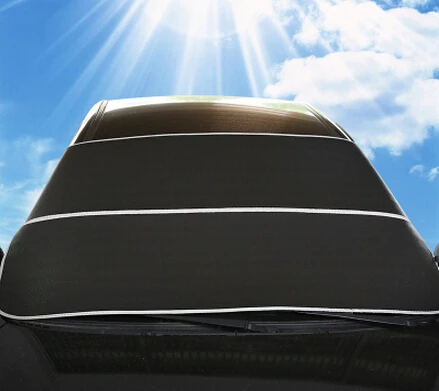 200*95 см Алюминий Фольга утолщаются лобовое стекло автомобиля Защита от солнца тени Защита от солнца Блок жалюзи снег лед Обложка для авто внедорожник MPV - Название цвета: Черный
