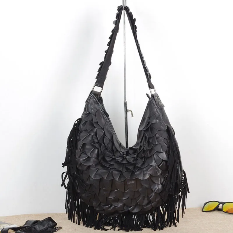 IPinee женская сумка из натуральной кожи, брендовая сумка, женские сумки на плечо Tessels, высокое качество, цветная женская сумка-мессенджер с рисунком - Цвет: Черный