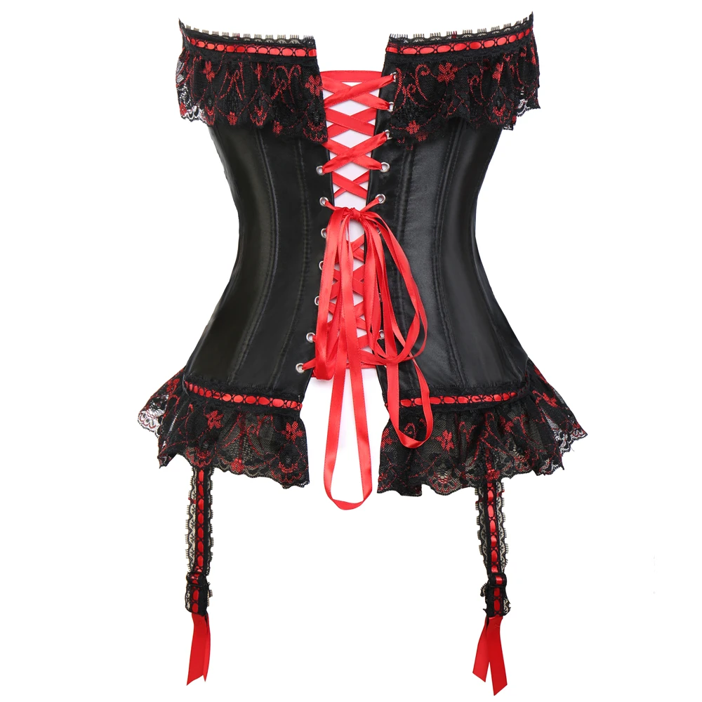 Женский Готический корсет в стиле стимпанк с красным бантом, атласный корсет на шнуровке, сексуальное женское белье, корсеты и бюстье