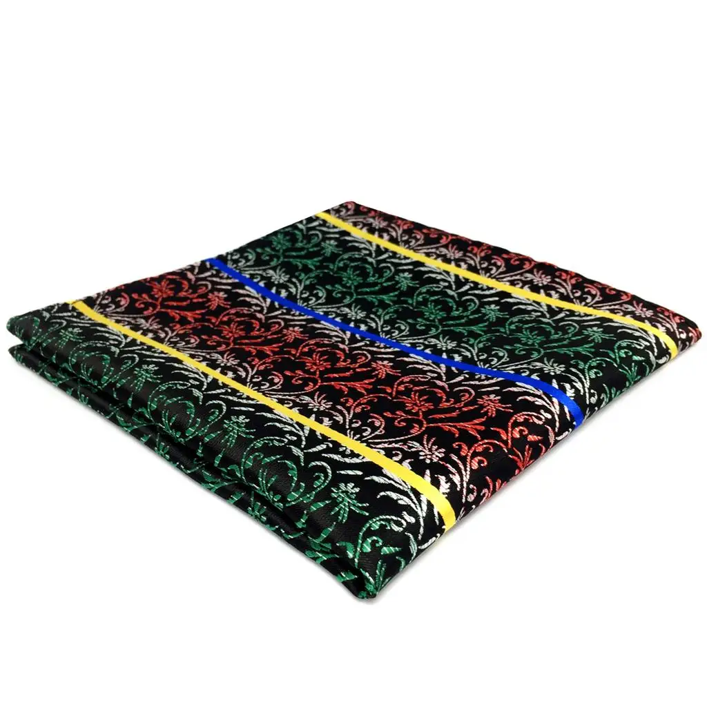 

FH28 Geometric Multicolor Pocket Square for Men Silk Handkerchief Large 12.6"