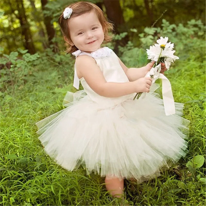 2T 10T New Children clothing Dress for girls Satin Cute Tutu Wedding dresses Girl party dress