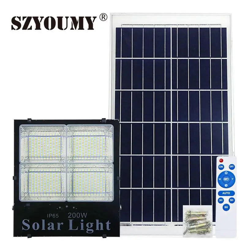 

SZYOUMY Outdoor Floodlight Solar Led Flood Light Dimmable Led Reflector IP65 120W 200W LED Spotlight Led Solar Panel Floodlight