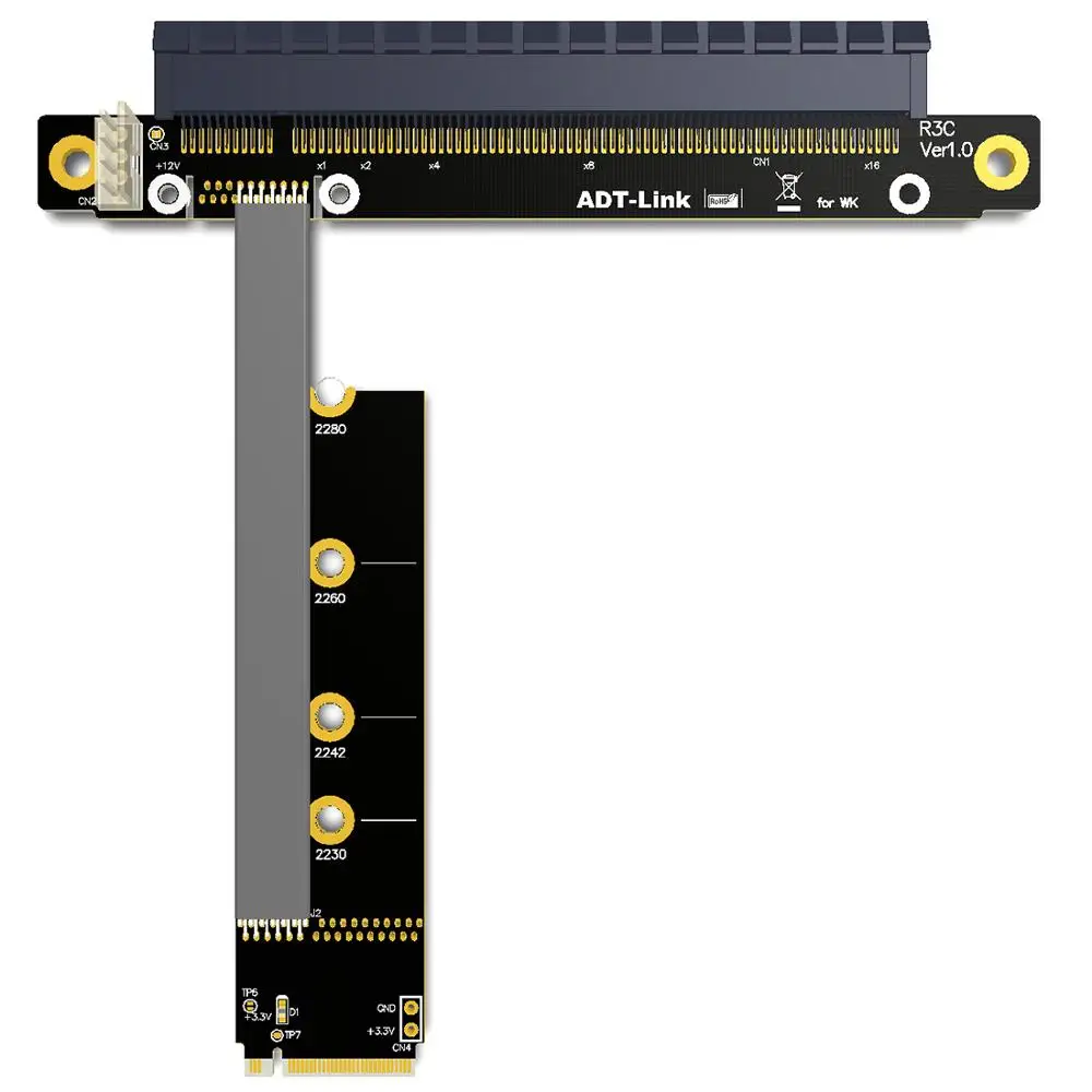 M.2 к удлинительному кабелю PCIe 16x поддержка X11050ti 1060ti 1080ti RX580 Riser Card x16 PCI e для NVIDIA AMD A N