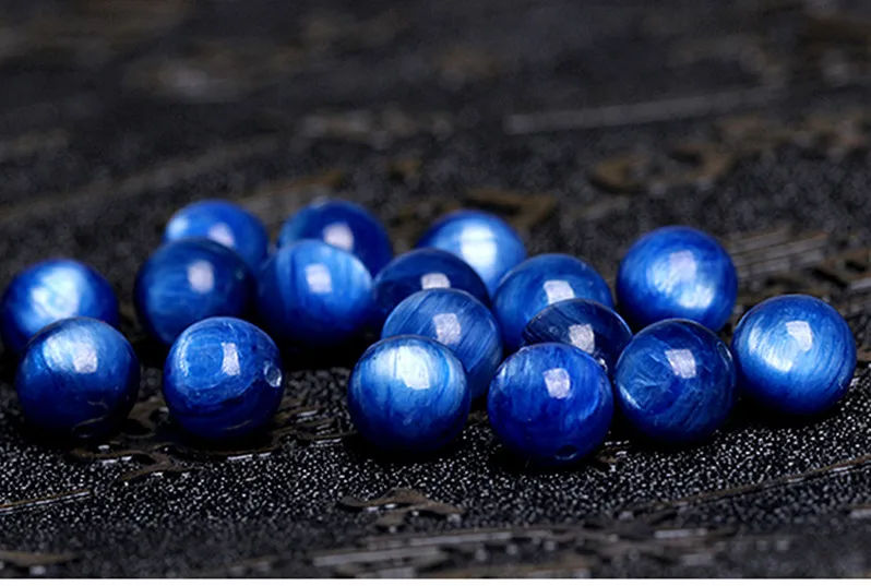 풀 홀 블루 KYANITE 라운드 루즈 비즈, DIY 쥬얼리 제작, FPPJ 도매 비즈, 자연, 6mm, 8mm, 10mm, 12mm, 14mm, 16mm, 18mm, 20mm