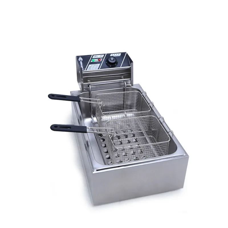 US $209.00 Electric Deep Fryers Commercial thickening single cylinder double sieve electric frying pan Fried chicken NEW