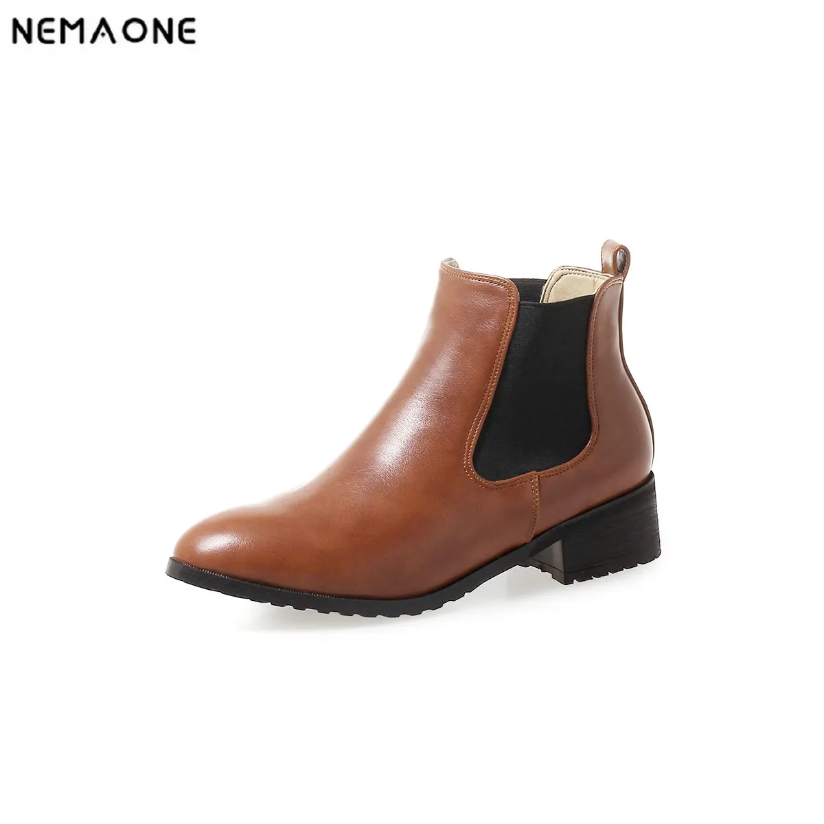 

NEMAONE casual women ankle boots low heels western boots woman office ladies led shoes girls shoes large size 43