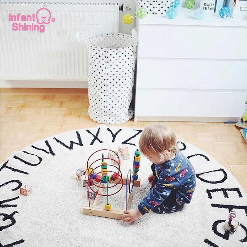 

Infant Shining Alphabet Baby Play Mat Diameter 120CM And 150CM Round Mat 1CM Thickness Baby Puzzle Game Pad Machine Washable