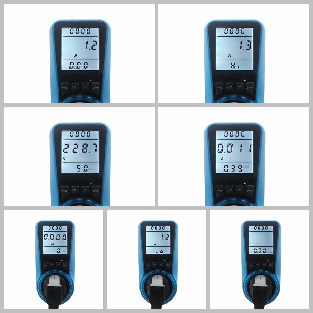 Измеритель мощности переменного тока, 230 В, 50 Гц, цифровой ваттметр, счетчик энергии, время, ватт, напряжение, ток, Herz, цена, дисплей, розетка европейского стандарта