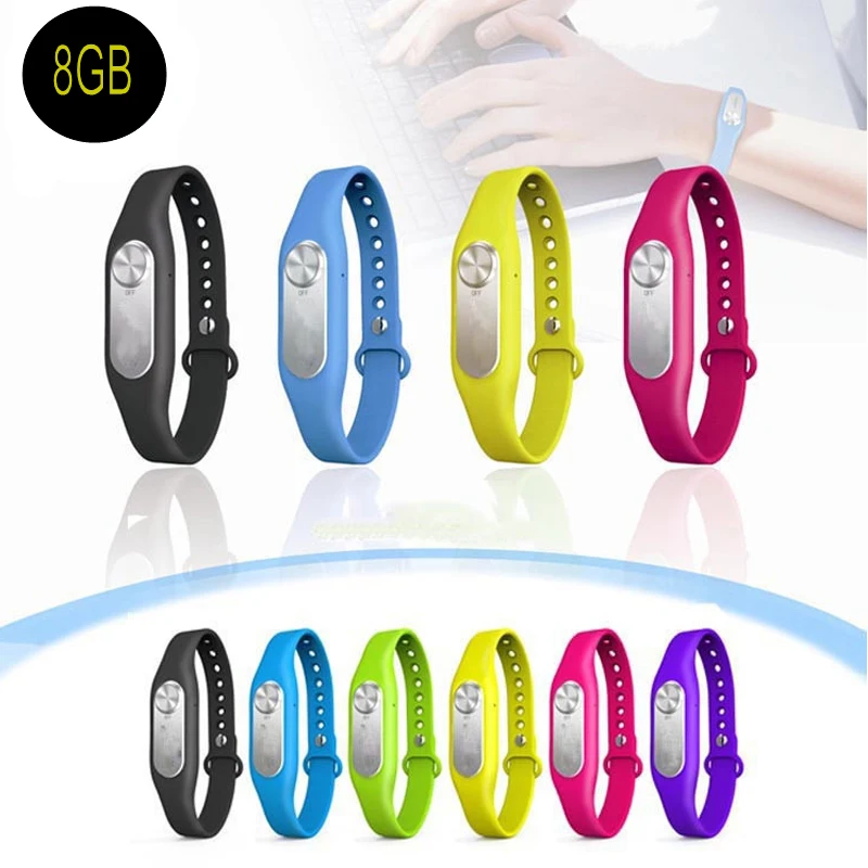 20 hours Recording 2016 Fashion Wearable Wristband Colorful Portable 8GB Digital Audio Voice Recorder Free Shipping! | Электроника